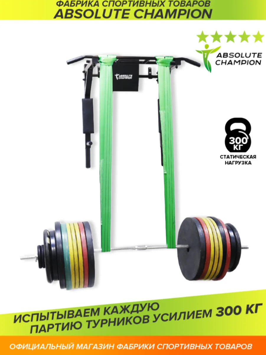 Турник Absolute Champion Прогресс черный усиленный, 300 кг. Турник настенный брусья пресс