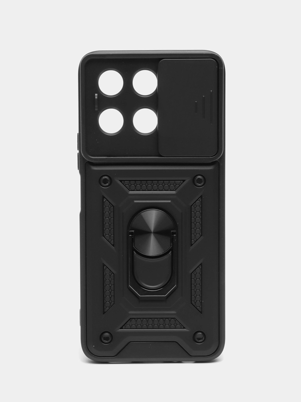 Чехол Honor X6a / Хонор Х6а противоударный, с металлической подставкой кольцом