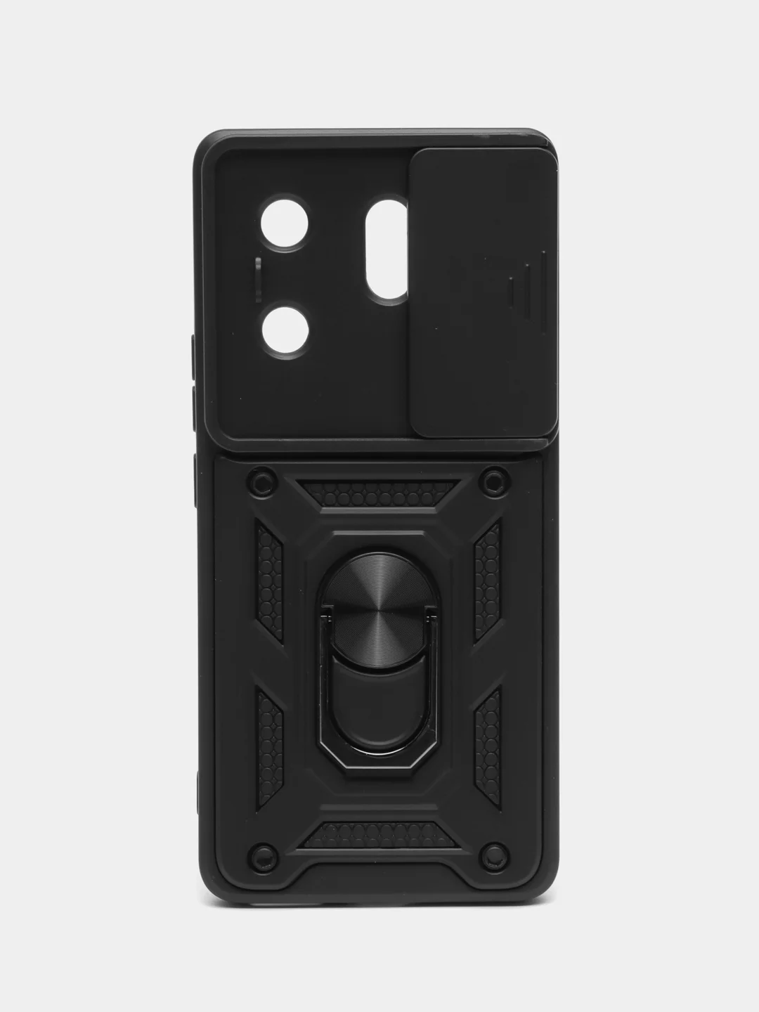 Черный чехол Infinix Zero 30 4G / Зеро 30 4Г противоударный, с металлической подставкой кольцом