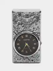 Серебряный зажигалка автоген, с часами, в коробке