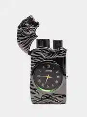 Черный зажигалка автоген, с часами, в коробке