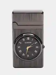 Тёмно-серый зажигалка автоген, с часами, в коробке