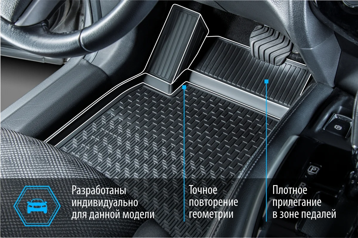 Черный коврики в салон Rival Hyundai Solaris II 17-/Kia Rio 17-/Rio X-Line 17- без креп, 12305007