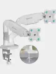 Белый кронштейн для двух мониторов 13"-32" Onkron G160 настольный, 2 по 8 кг, газлифт