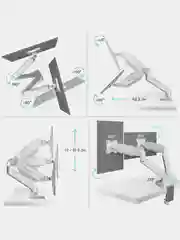 Белый кронштейн для двух мониторов 13"-32" Onkron G160 настольный, 2 по 8 кг, газлифт