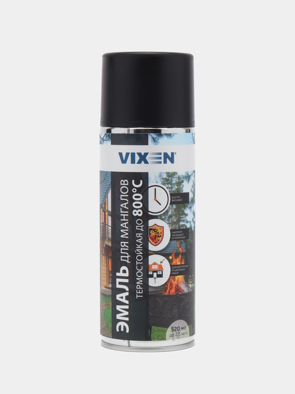 VIXEN Эмаль термостойкая для мангалов до 800, черный аэрозоль, 520 мл