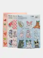 Разноцветный наклейки бумажные "Кошки, сердца, цветы, спасибо,планы,мотивация, новогодние"