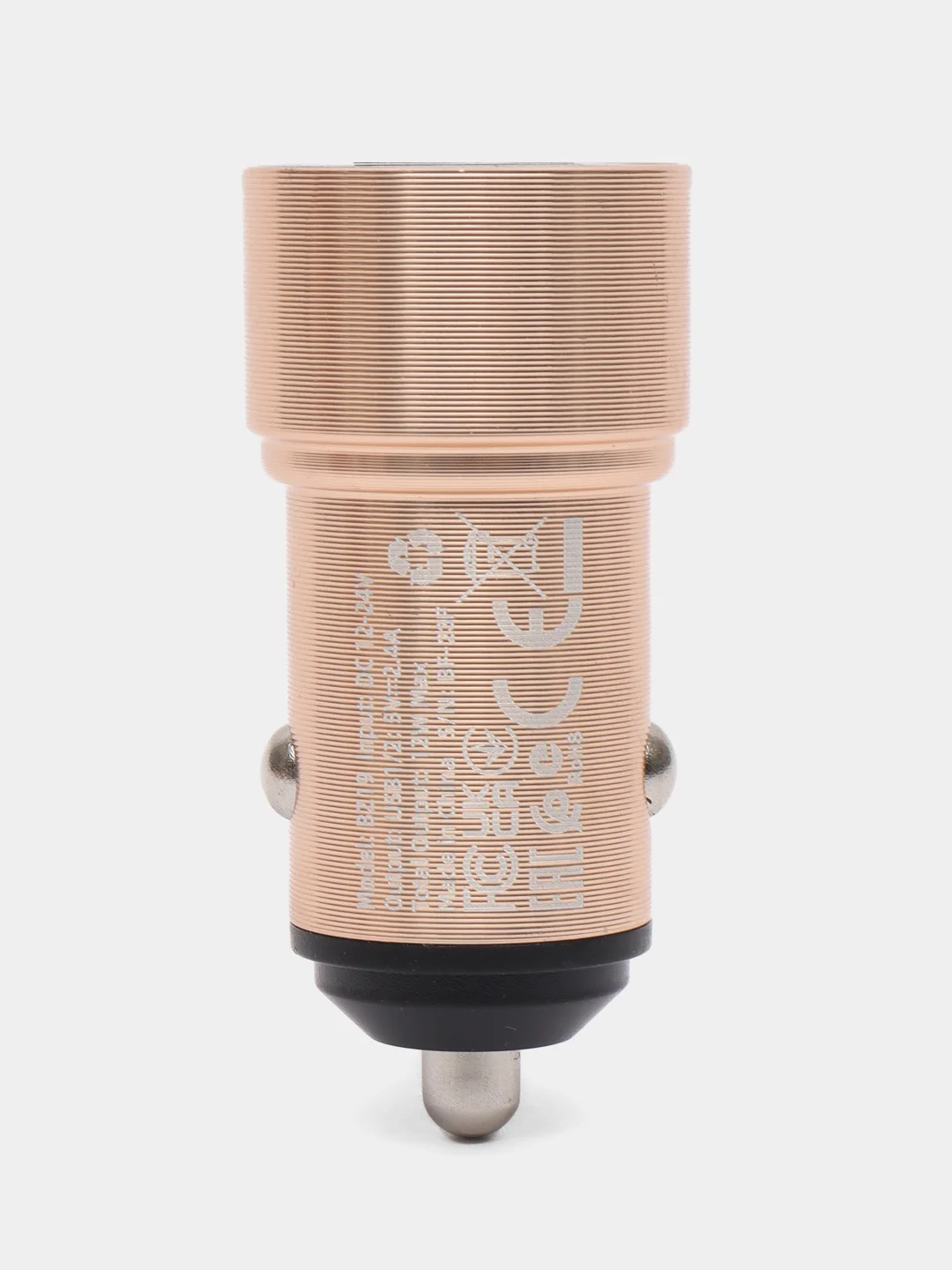 Зарядное устройство в машину 2А, 2 USB, железное, золотой цвет
