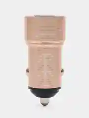 Зарядное устройство в машину 2А, 2 USB, железное, золотой цвет