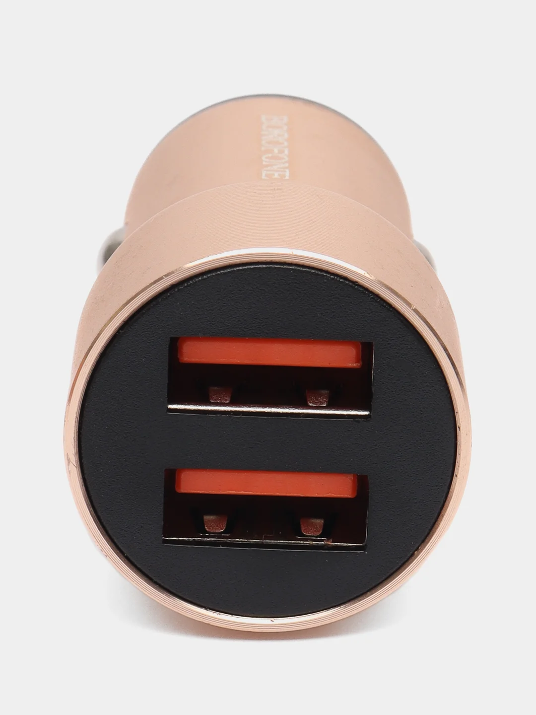 Зарядное устройство в машину 2А, 2 USB, железное, золотой цвет