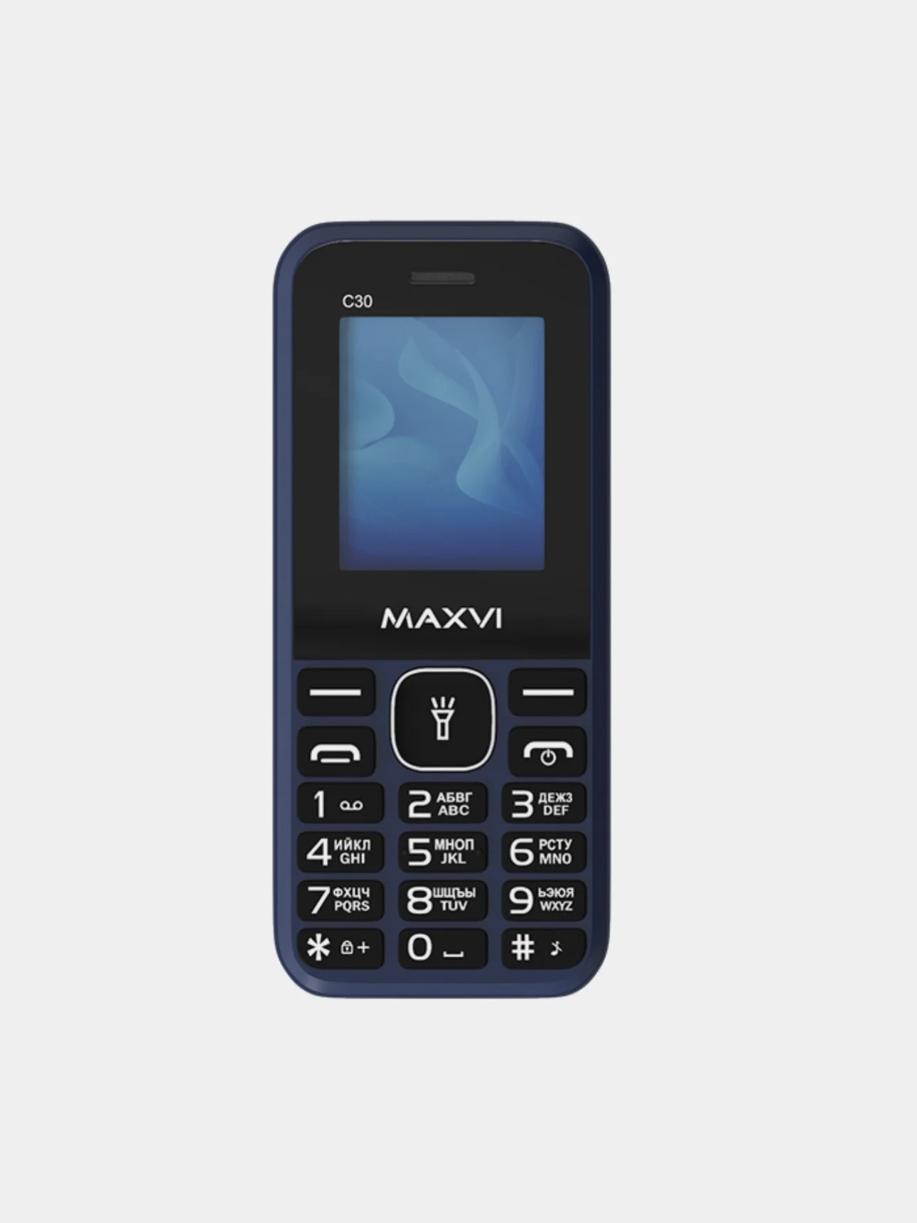 Синий кнопочный телефон Maxvi C30, БЕЗ КАМЕРЫ, БЕЗ СЗУ, ЕМКОСТЬ АКБ 600мАч
