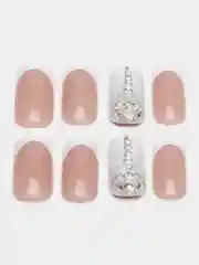 Хаки накладные ногти с дизайном френч, 24 штуки