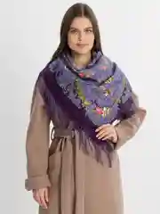 Аметистовый женский русский платок, с бахромой