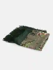Оливковый женский русский платок, с бахромой