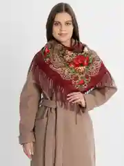 Марсала женский русский платок, с бахромой