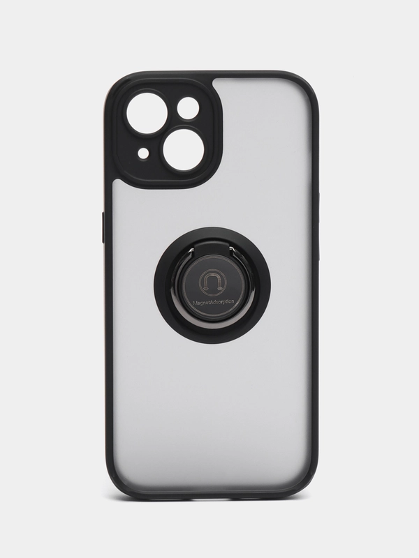 Чехол противоударный для iPhone 15 с магнитом и кольцом