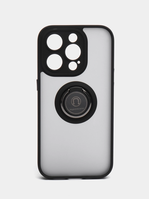 Чехол противоударный для iPhone 15 PRO с магнитом и кольцом