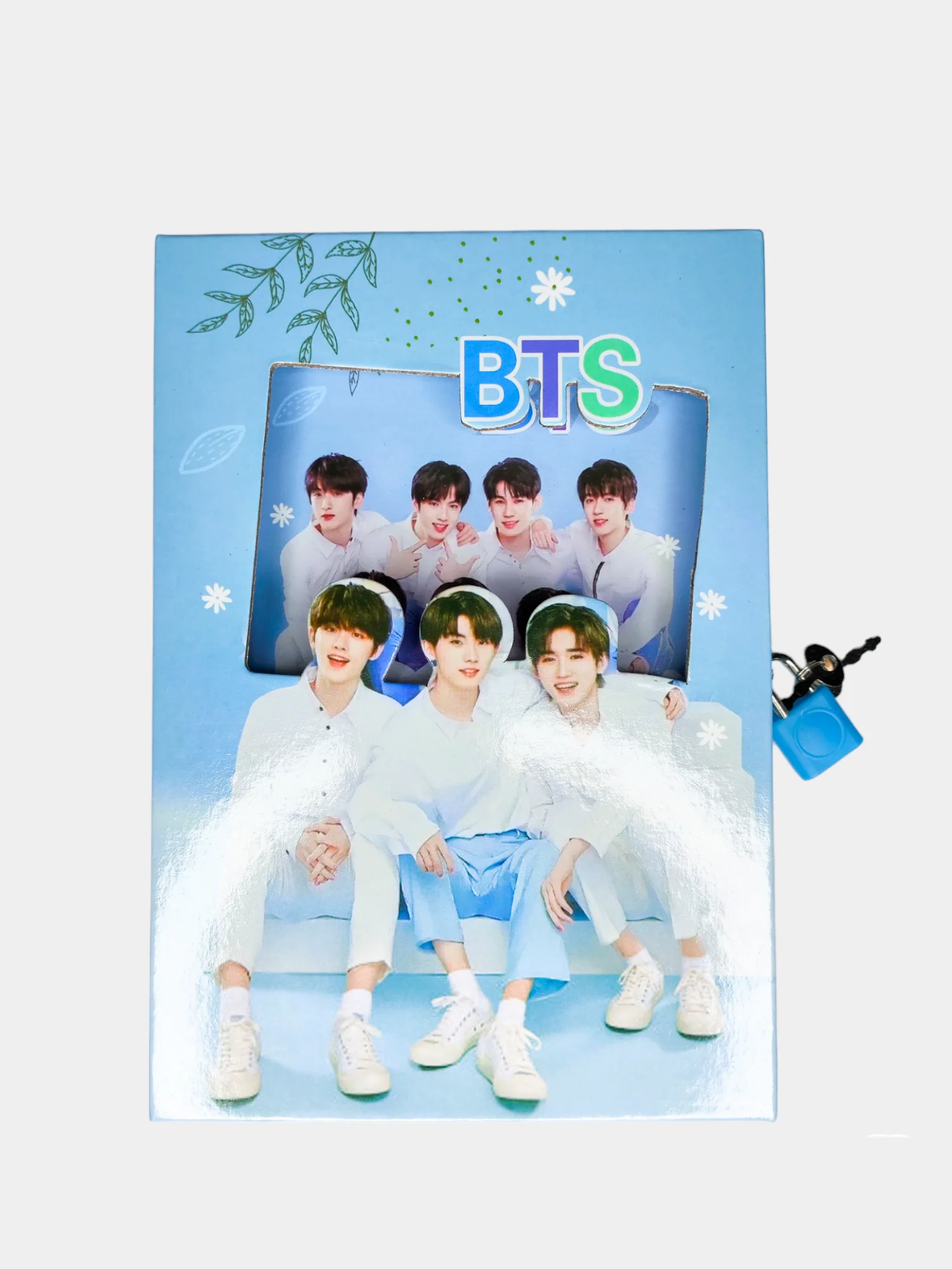 Синий блокнот k-pop BTS в подарочной коробке с замком