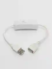 Белый кабель удлинитель USB с выключателем, 2 А, 0.3 м