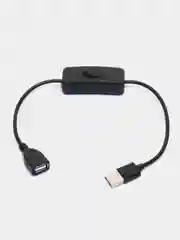 Черный кабель удлинитель USB с выключателем, 2 А, 0.3 м