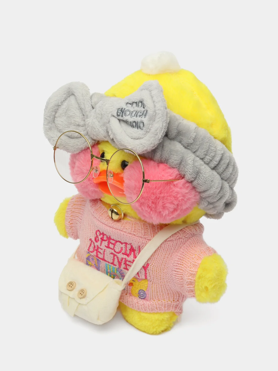 Желтый мягкая утиная игрушка Mimis Lalafanfan, с розовыми щёчками