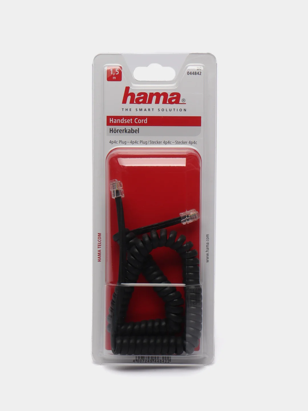 Кабель телефонный витой Hama 4p4c (m-m) 1.5м, черный, H-44842