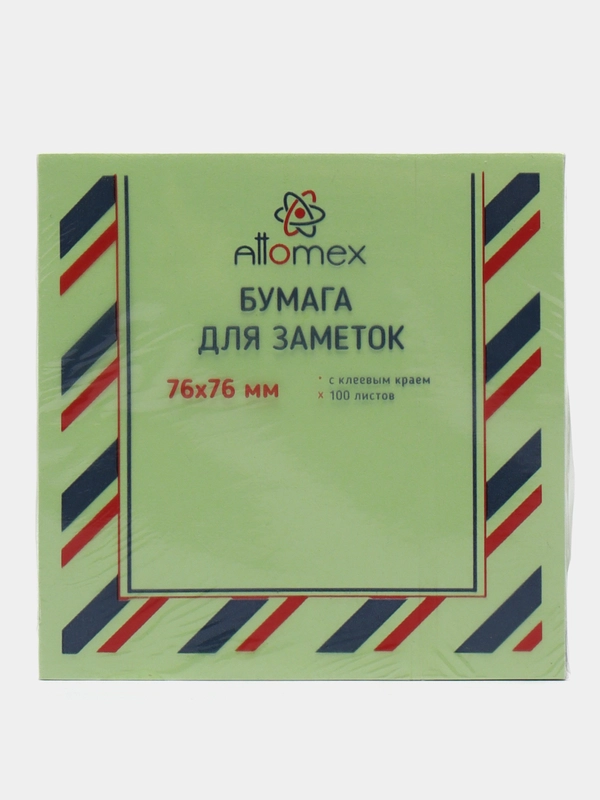 Самоклеящийся блок стикеры Attomex 76*76 мм, 100 листов, зеленый  2010711