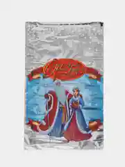 Синий пакет новогодний, фольгированный, подарочный, 25*40 см, с ленточками 30 см, без ручки