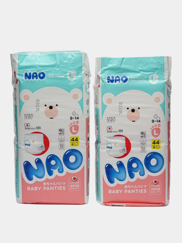 Подгузники трусики NAO детские, ночные 4 размер L, 9-14 кг, 88 шт