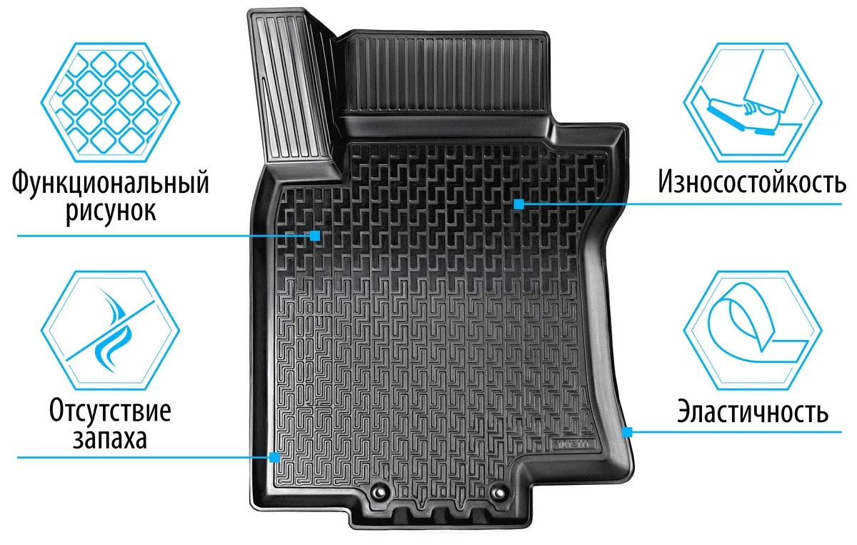 Коврики в салон Rival Renault Logan II SD 14- / Logan Stepway SD 18-, полиуретан, 14702001