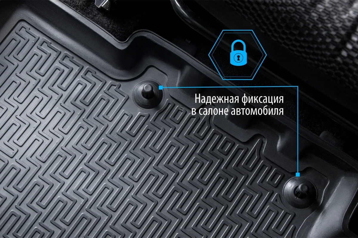 Черный коврики в салон Rival для Skoda Kodiaq 2017-н.в., полиуретан, 15105001