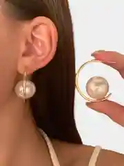 Серьги "Конго" с массивным жемчугом, полукольца, пусеты
