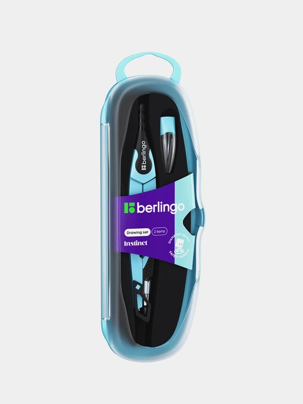 Готовальня Berlingo "Instinct", 2 предмета, циркуль 135мм, аквамарин, пластиковый футляр