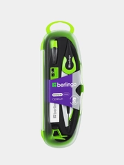 Готовальня Berlingo "Optimum", 5 предметов, циркуль 135мм, пластиковый футляр, зеленый