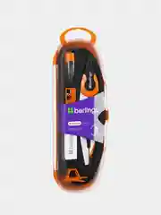 Готовальня Berlingo "Optimum", 5 предметов, циркуль 135мм, пластиковый футляр, оранжевый