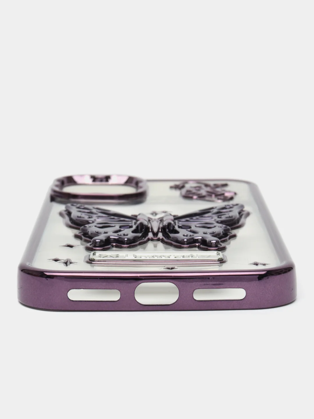 Аметистовый чехол на Айфон Apple IPhone  11 12 13 14 Pro Max с подставкой бабочка