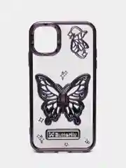Аметистовый чехол на Айфон Apple IPhone  11 12 13 14 Pro Max с подставкой бабочка