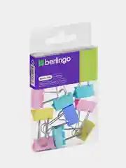 Зажимы для бумаг 19мм, Berlingo 10 шт, цветные, ПВХ упак., европодвес, ассорти пастель