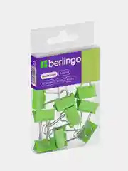 Зажимы для бумаг 19мм, Berlingo 10 шт, цветные, ПВХ упак., европодвес, зеленые