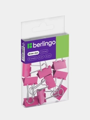 Зажимы для бумаг 19мм, Berlingo 10 шт, цветные, ПВХ упак., европодвес, розовые