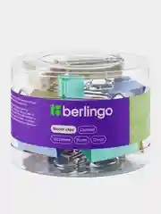 Зажимы для бумаг 32мм, Berlingo, 12шт., цветные, пластиковый тубус
