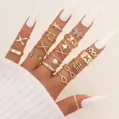 Черный набор колец бижутерия, кольца набор