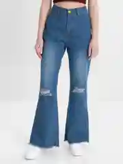 Синий джинсы женские, клеш