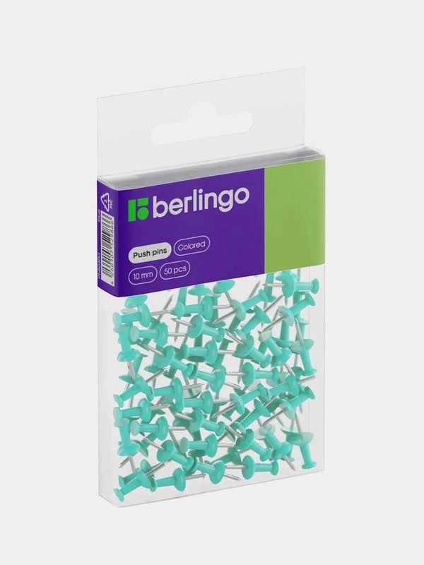 Кнопки силовые Berlingo, 50 штук, цветные, голубые