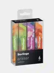 Ластик Berlingo "Collision", 6шт, треугольный, скошенный, 80*15*15мм, PVC бокс