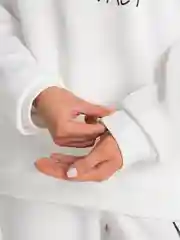Белый спортивный костюм, женский, тройка: толстовка, брюки, шапка