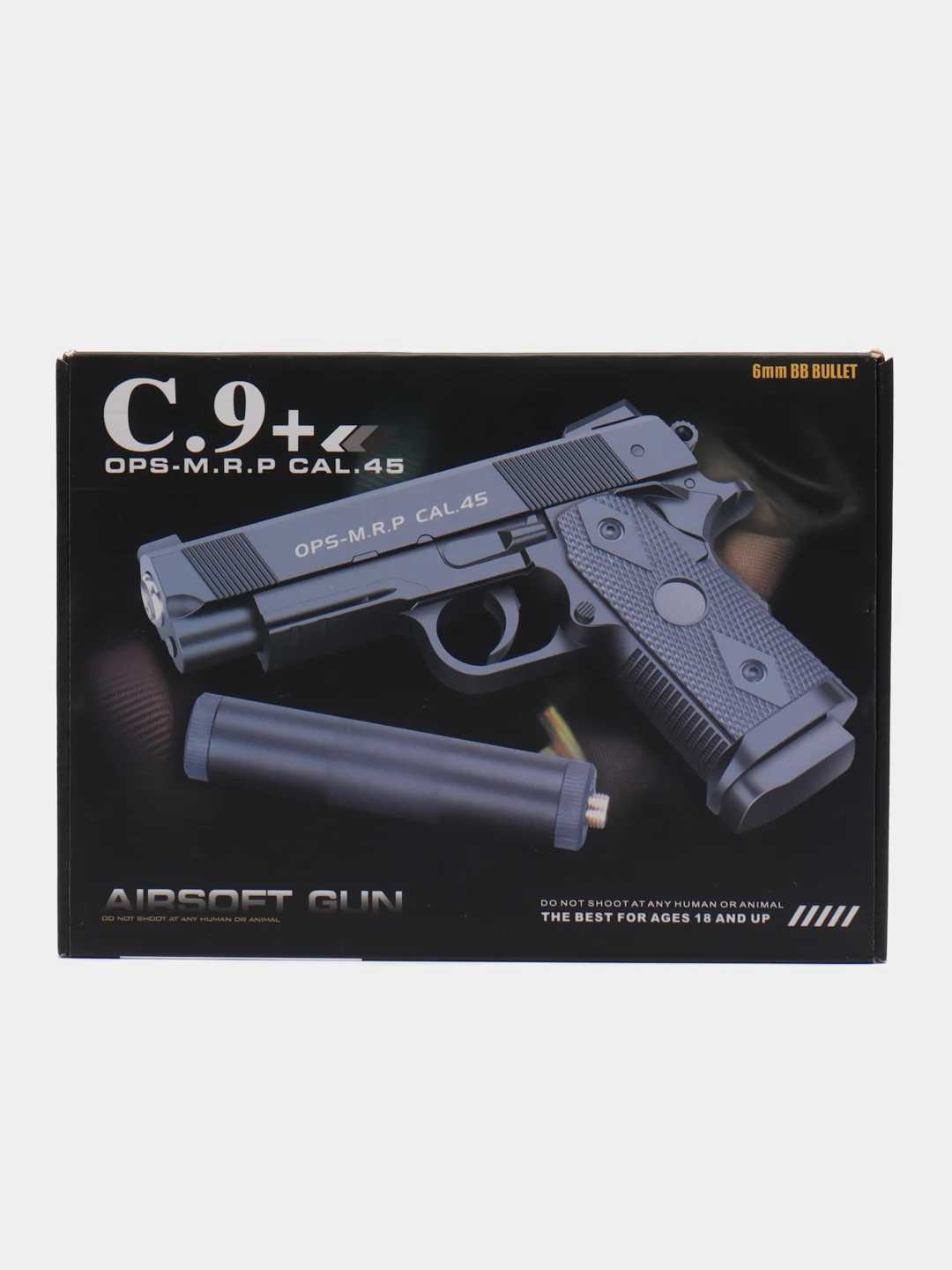 Игрушка металлический пистолет "Airsoft Gun" C.9+, с глушителем