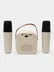Молочный беспроводная портативная караоке колонка с микрофонами Bluetooth колонка с LED подстветкой