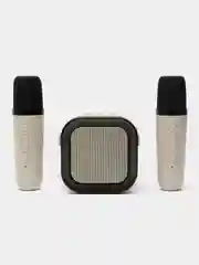 Беспроводная портативная караоке колонка с микрофонами Bluetooth колонка с LED подстветкой