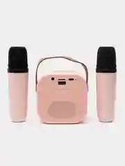Розовый беспроводная портативная караоке колонка с микрофонами Bluetooth колонка с LED подстветкой